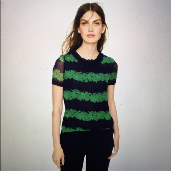 Jcrew Green and navy blouse - Picture 3 of 6